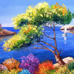 Original Design! River Water and Big Tree